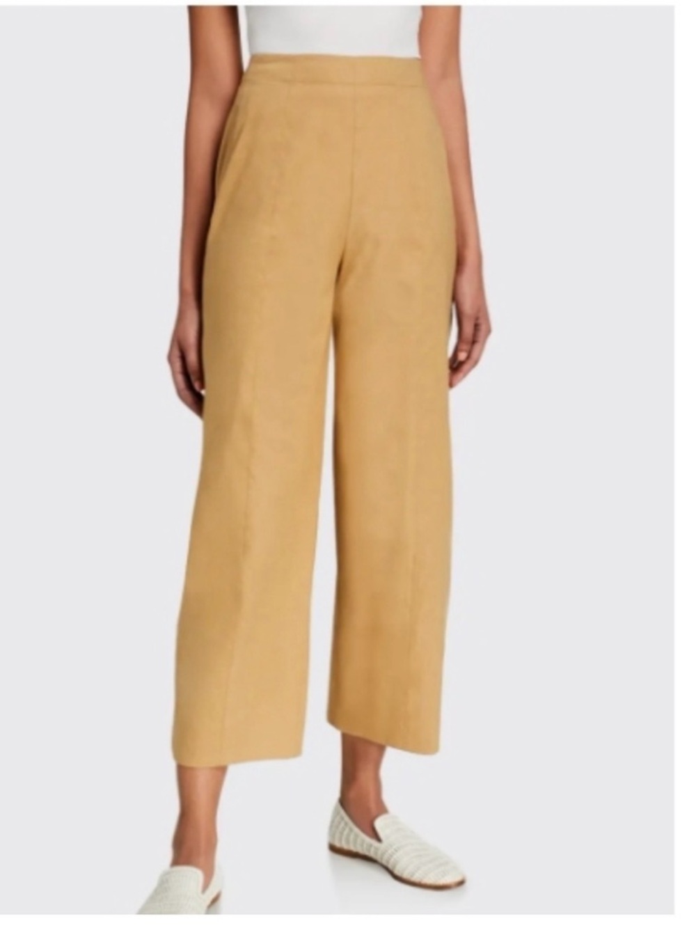 Vince linen blend stretch wide leg capris pants size 2 NWT straw color